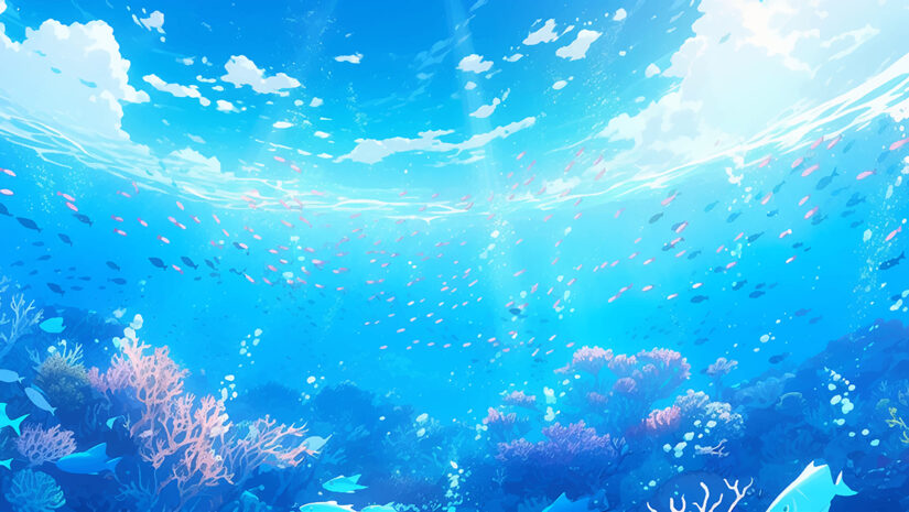 Underwater world of the ocean sea diving snorkeling aquarium coral fish