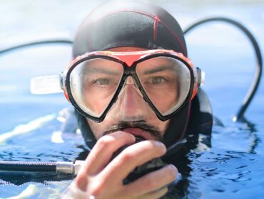 scuba diver wearing a mask