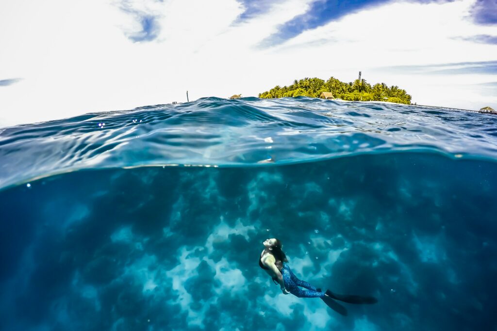 A diver trying to perfect the scuba ascent rate