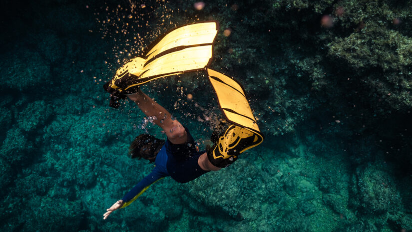 scuba diver with fins