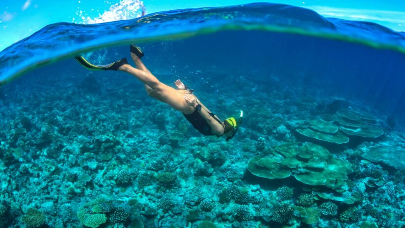 underwater shot of diver taken with underwater camera