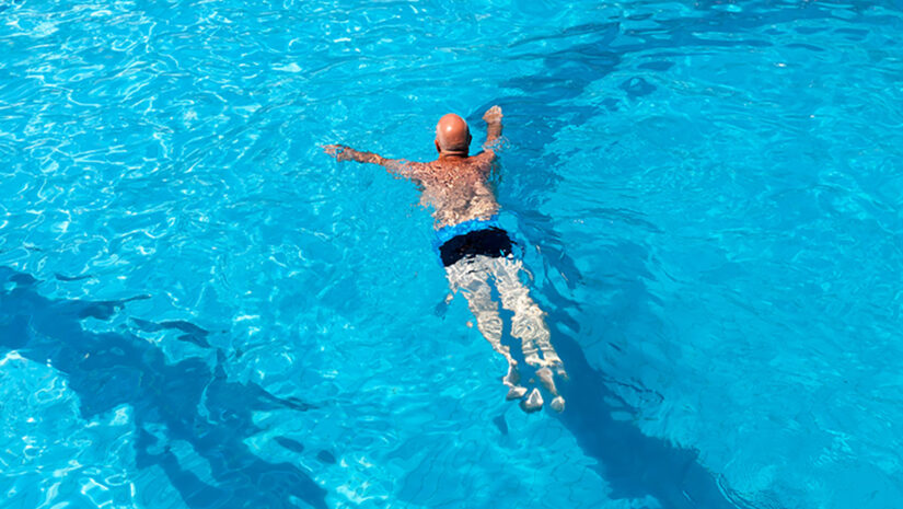 man learning to dive