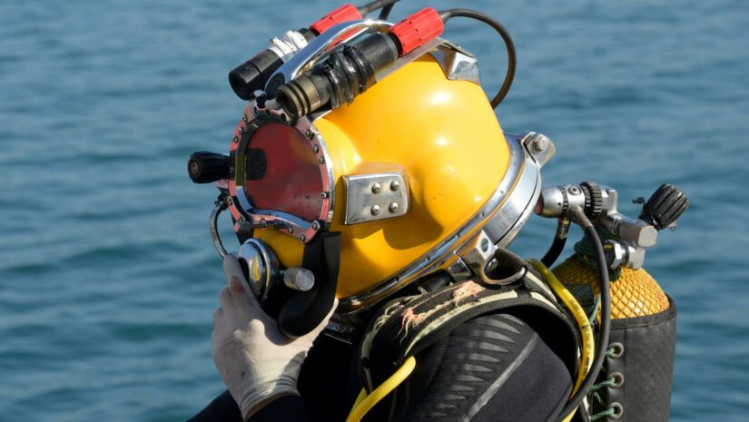 Commercial diver in the water