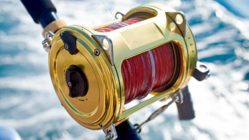 closeup shot of conventional saltwater fishing reel