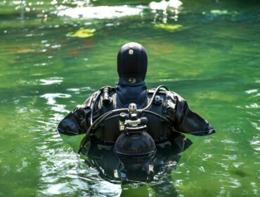 scuba diver wearing a drysuit