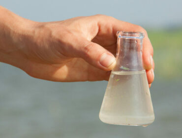 contaminated seawater in a glass