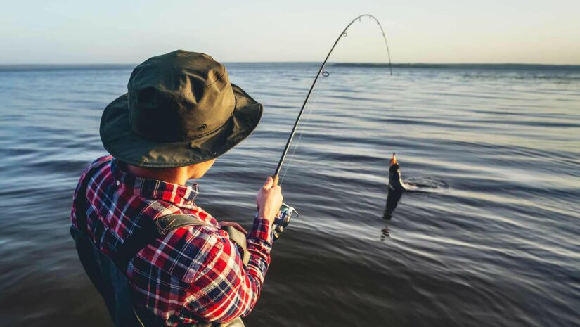 fishing using a flexible spin-caster rod and reel