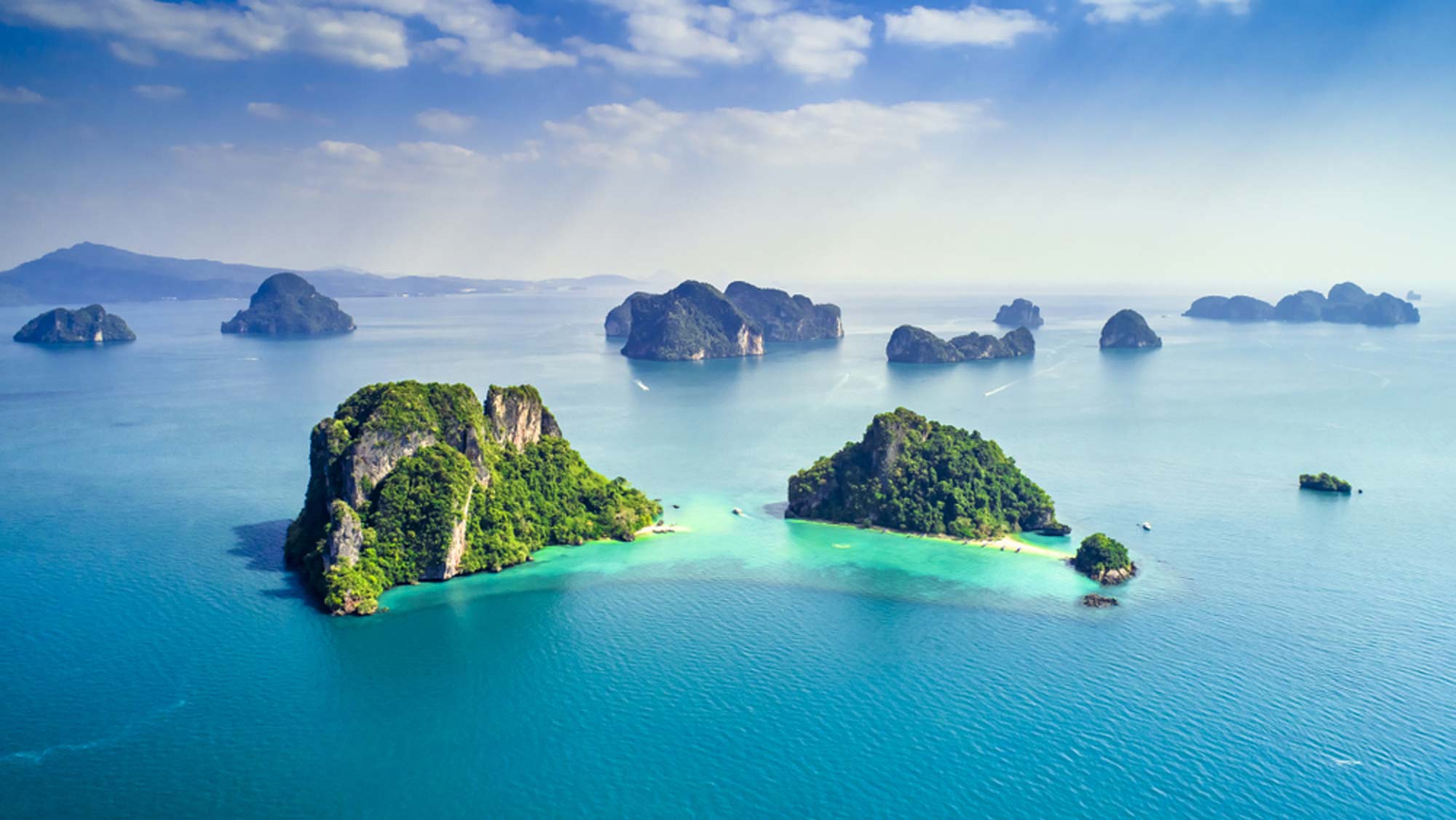 aerial view of islands in Phuket, Thailand