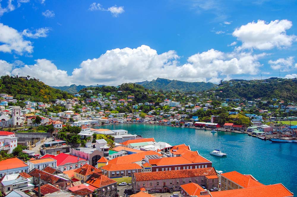 aerial view of St. George Port in Grenada