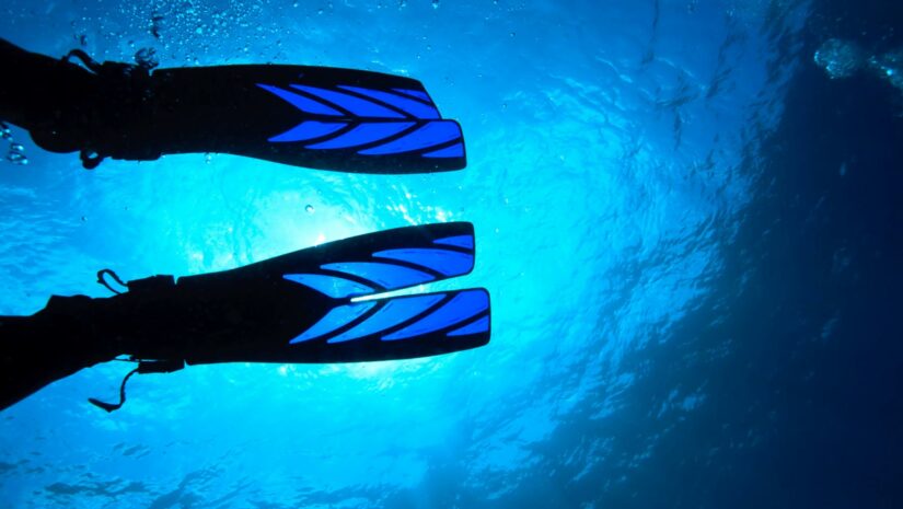diver using split fins underwater