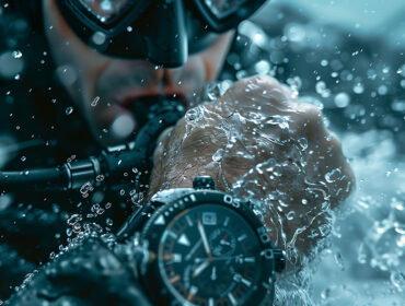 man checking his dive watch