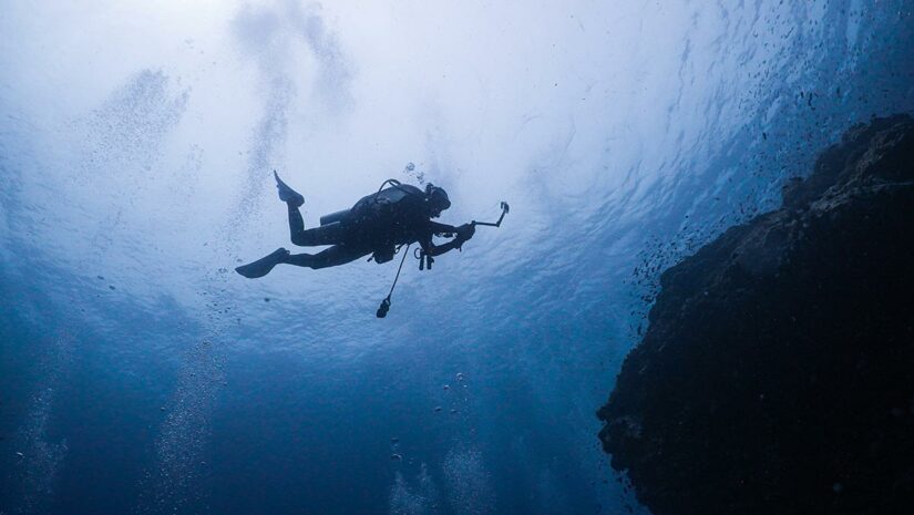 scuba diver alone underwater