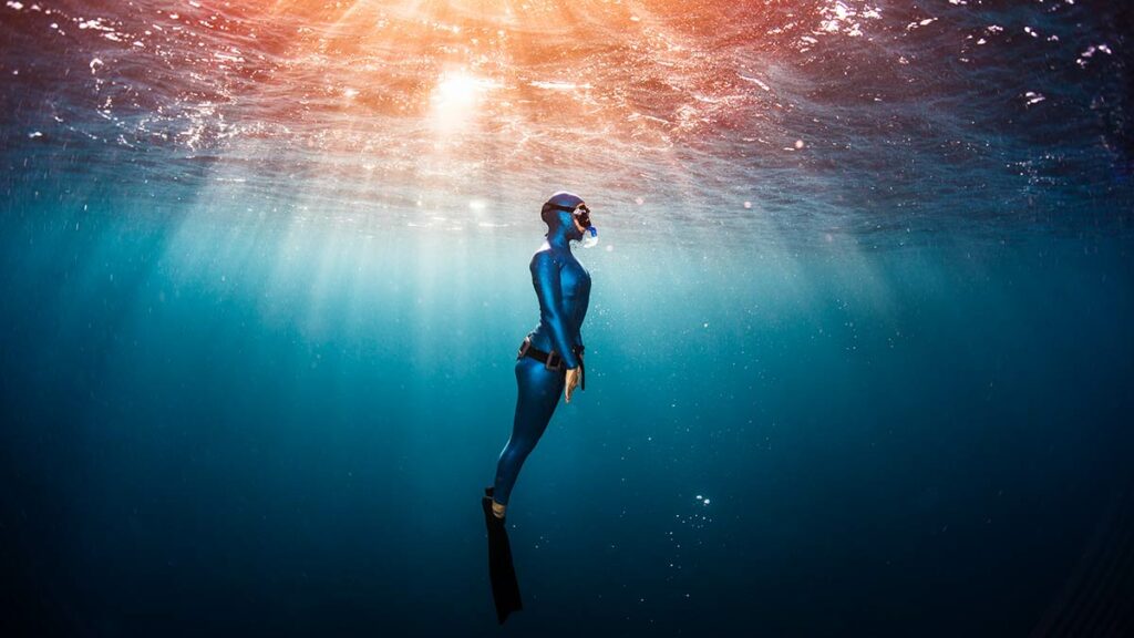 freediver underwater