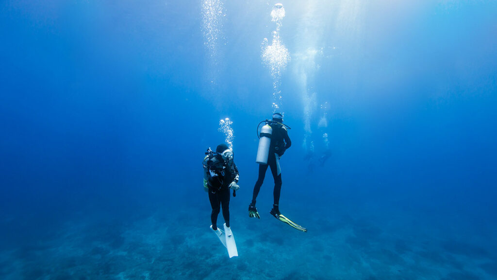 two divers underwater