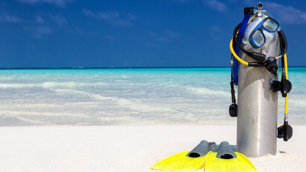 scuba gear on the beach