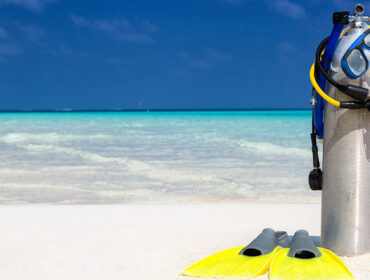 scuba gear on the beach