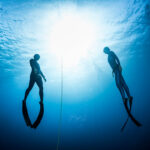freedivers underwater