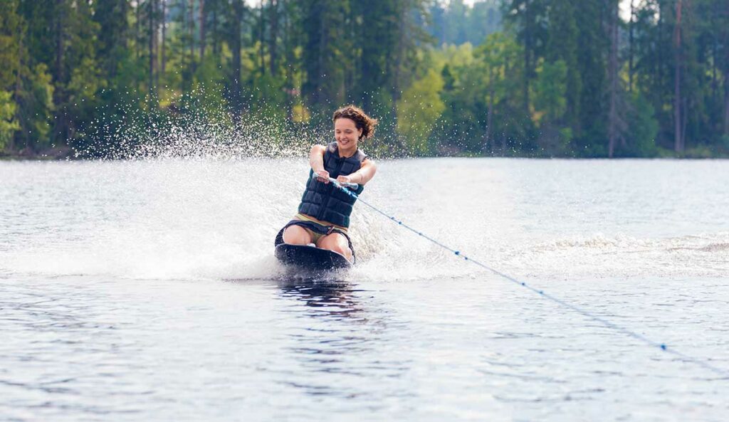 kneeboarding on lake