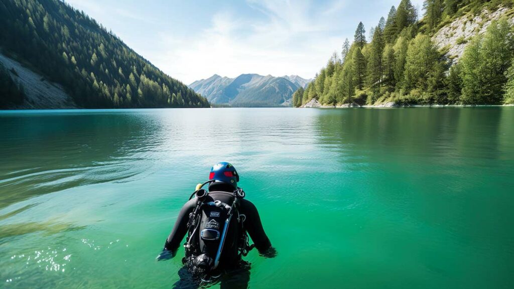 scuba divers altitude diving by mountain