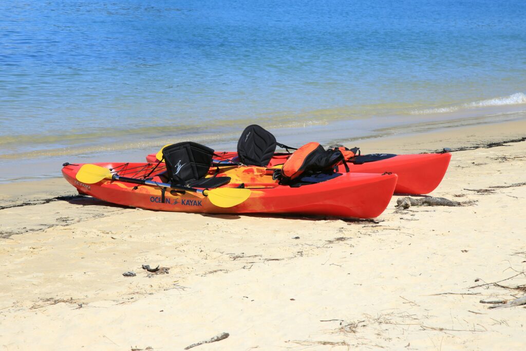 Two kayaks on the shore