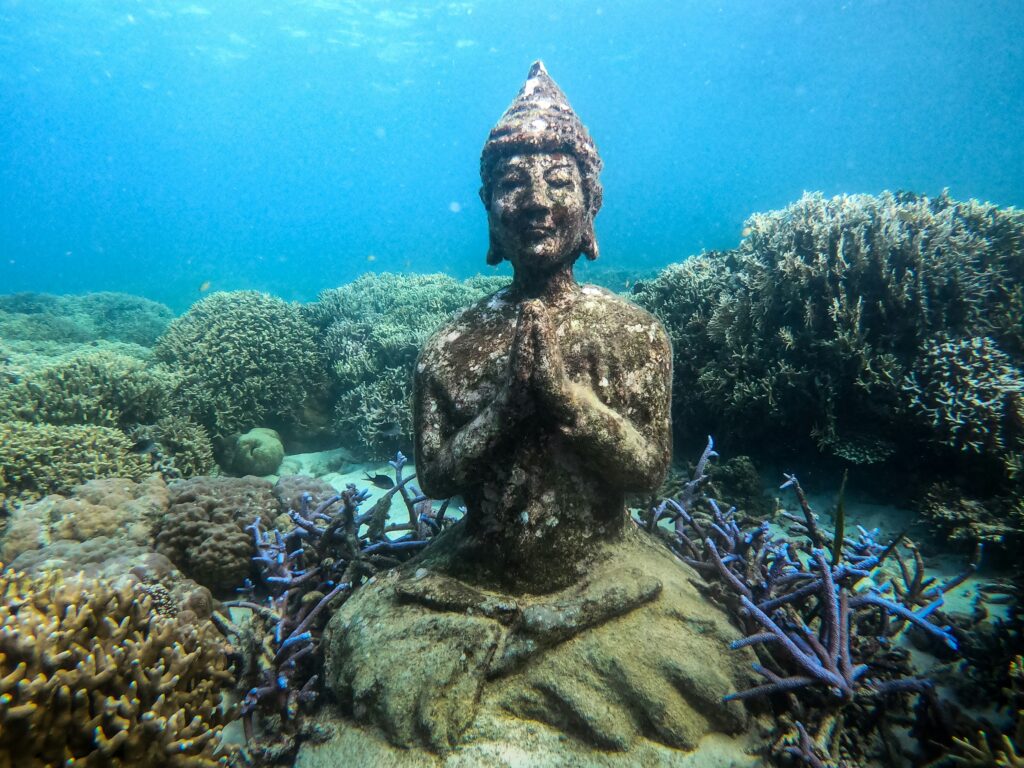 Photo of an underwater statue