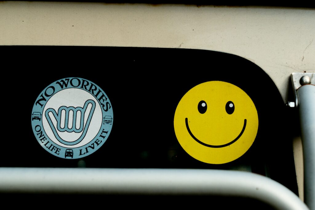 Stickers on a piece of gear
