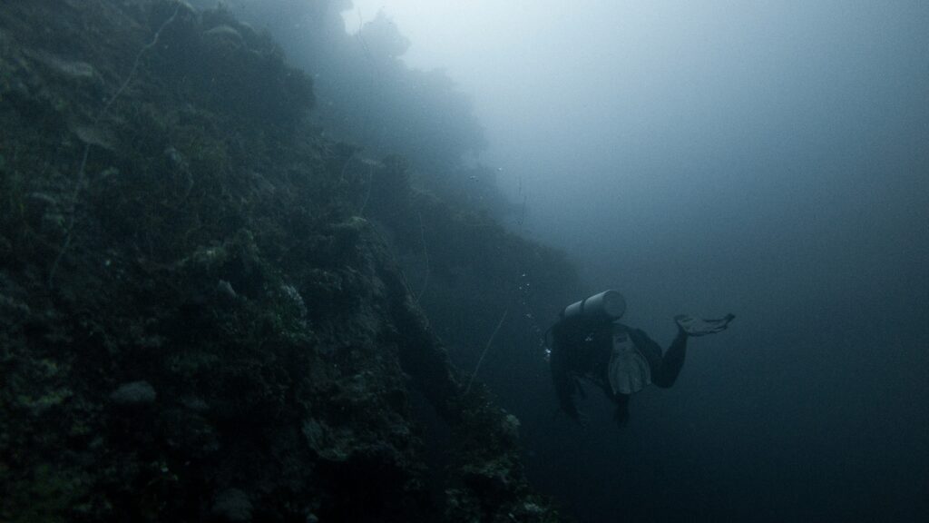 a man diving near a wreck