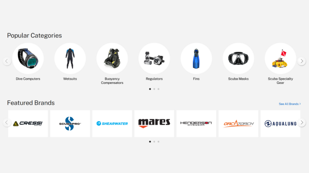 a screenshot of scuba.com site