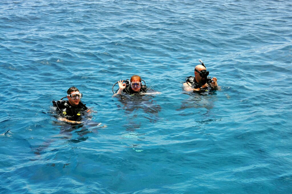 three divers who just surfaced