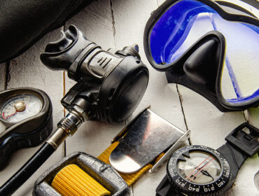 Full set of scuba diving equipment Fins, Regulator/Octopus, Depth Gauge, Balanced Regulator,Power Inflator, Dive Mask and Snorkel , aqualung. Scuba gear and accessories.