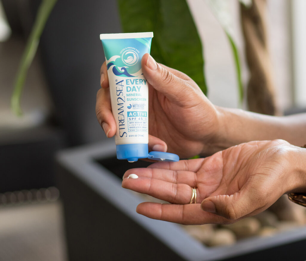 Stream2Sea Eco-sunscreen being applied