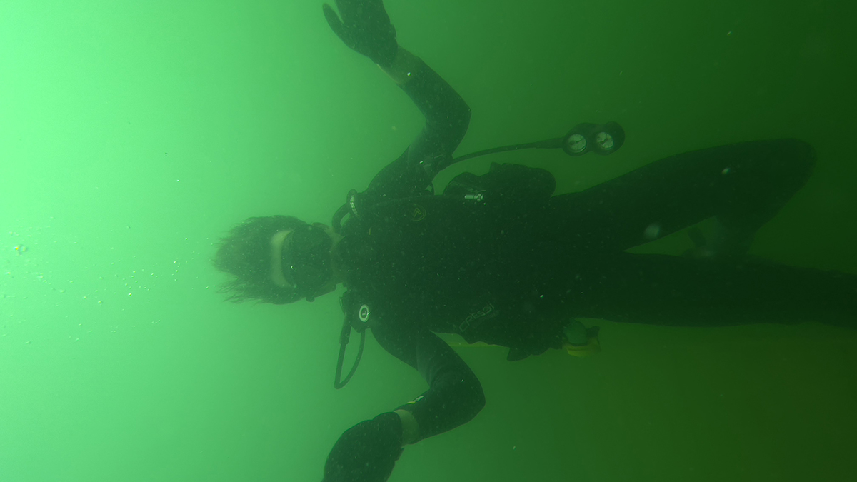 diver in low visibility conditions