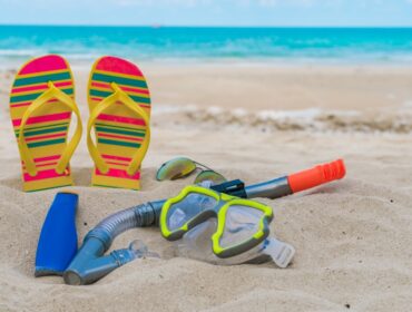 scuba starter kit in the sand
