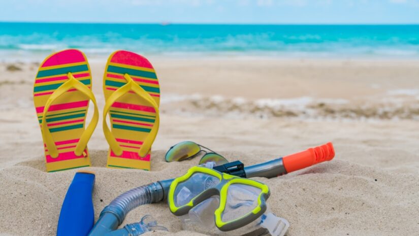 scuba starter kit in the sand