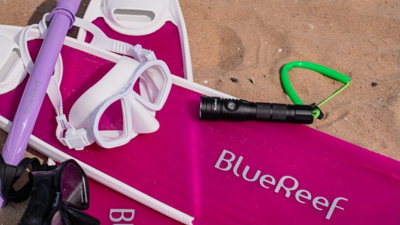 colorful scuba diving starter kit