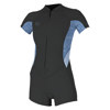 O'Neill 2/1mm Bahia Women's Front Zip Short Sleeve Springsuit Wetsuit Tempered Steel/Surfab/Chamblu