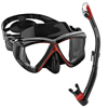 Rapido Panto-180 Four Lens Mask and Snorkel Combo Black/Red