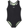 Speedo Solid Racerback One Piece for Girls Black