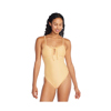 Speedo Texture Stripe Bandeau One Piece Women Summer Yellow