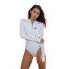 Trudive Cutout Women's Openback Long Sleeve Cheeky Bikini Cut Wetsuit White