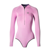Trudive Women's Front Zip Long Sleeve Moderate Bikini Cut Wetsuit Baby Pink