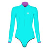 Trudive Women's Front Zip Long Sleeve Moderate Bikini Cut Wetsuit Tiffany Blue