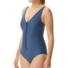 TYR Solid V-Neck Zip Controlfit Swimsuit for Women Storm