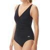 TYR Solid V-Neck Zip Controlfit Swimsuit for Women Black