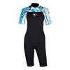 Aqualung 3mm HydroFlex Women's Back Zip Shorty Wetsuit Black Print Light Blue