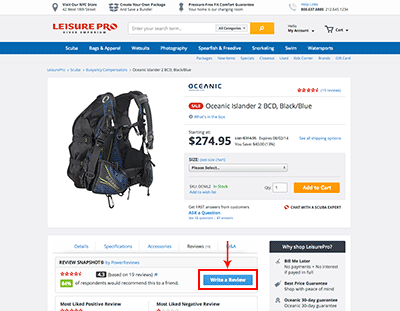 product review link on product detail page