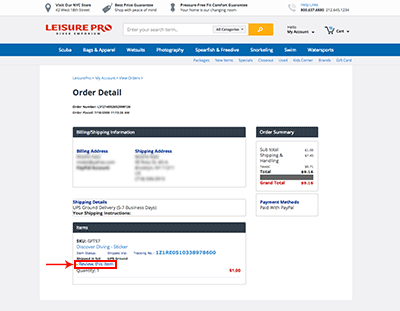 product review link on orders page