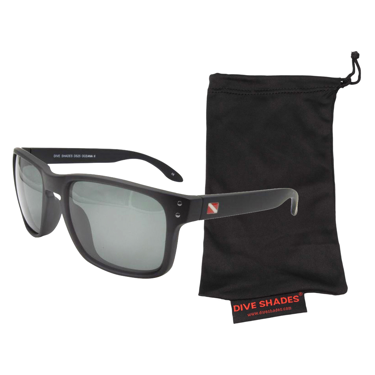 Dive Shades Oceana II Polarized Sunglass with Micro-Fiber Case, Matte Black/G15