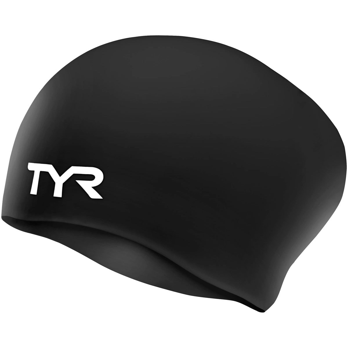 Photos - Swim Cap TYR Long Hair Wrinkle-Free Silicone Adult  Black 